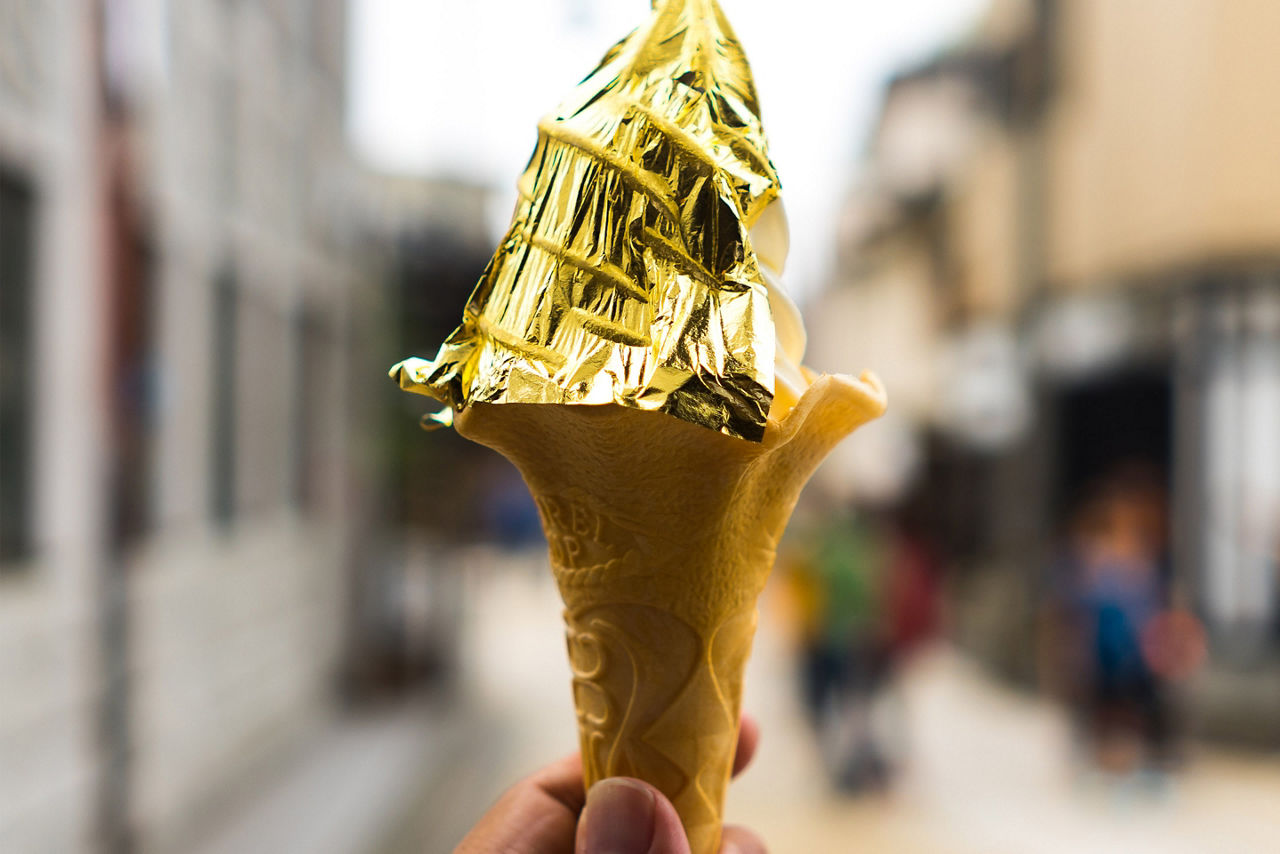 Japan Kanazawa Ice Cream Topped Gold Leaf