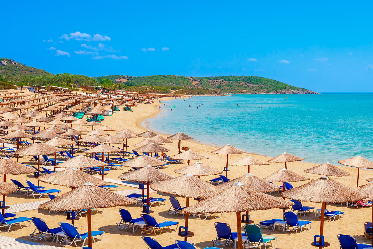 Ammolofoi beach near Kavala, Greece, Europe. Nice sand and clear water