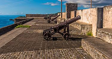 A view along the ramparts of Fort Charlotte, Kingstown. Saint Vincent.