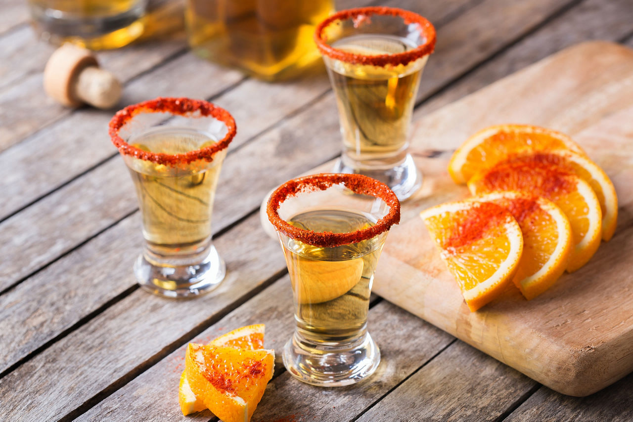 Mexican Mezcal or Mescal Shot with Chili Pepper