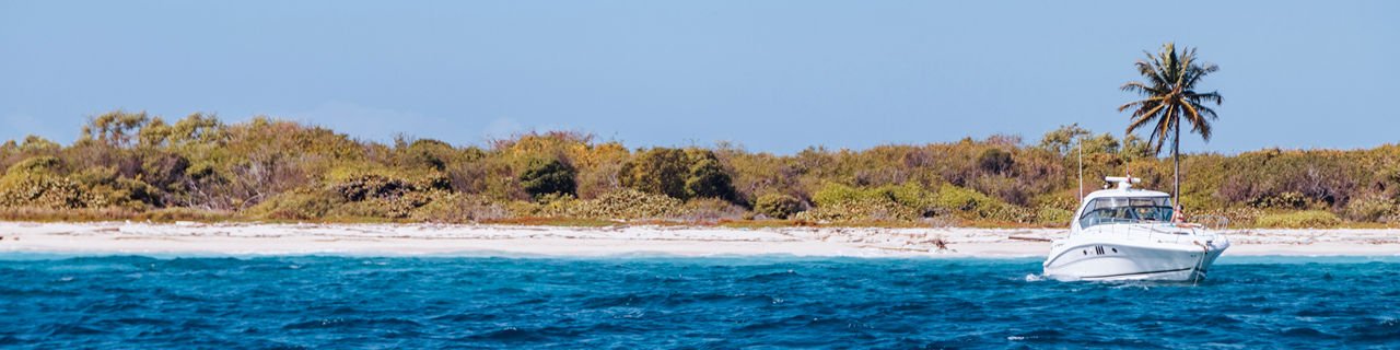 Yacth in the ocean near Catalina Island in Dominican Republic.