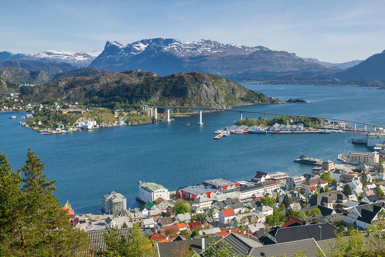 Landscape View on City of Maloy Port, Maloy, Norway 