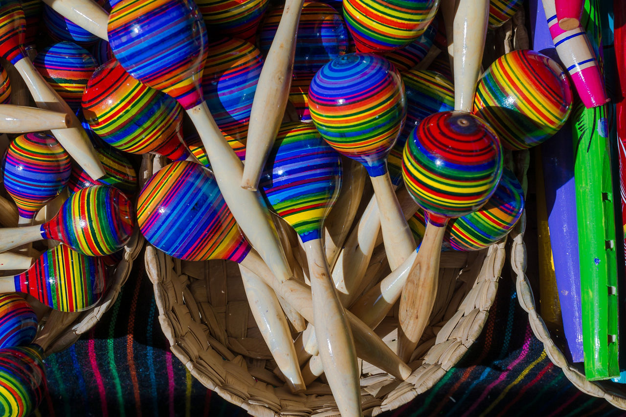 Many Colorful Maracas in the Basket, Mazatlan, Mexico