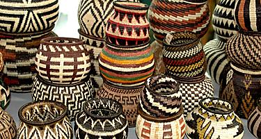 An assortment of embera baskets in Panama