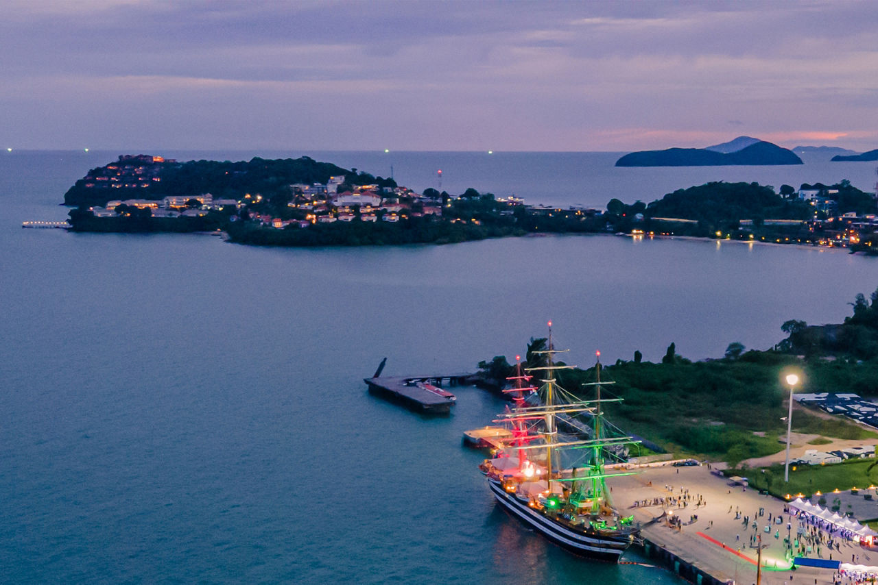 Vast sea views of Port in Phuket, Thailand