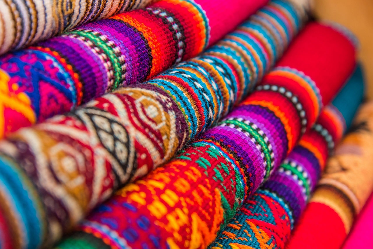 Rugged andean textile and fabrics.