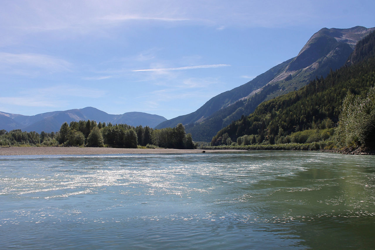 beautiful mountains along skeena river northern prince rupert british columbia