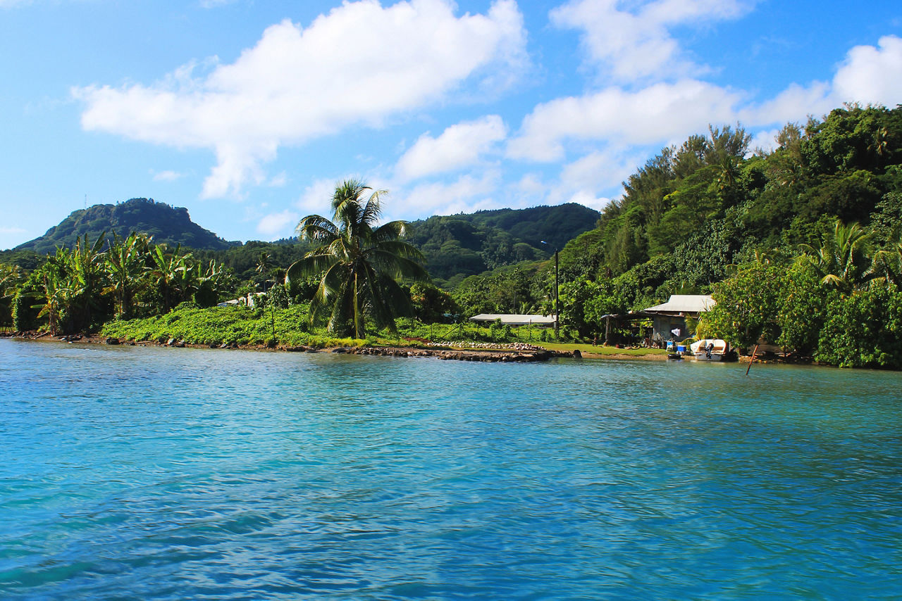 Landscape of Raiatea, an island in French Polynesia