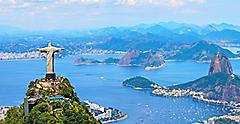 Aerial view of Rio de Janeiro with Christ Redeemer and Corcovado Mountain.