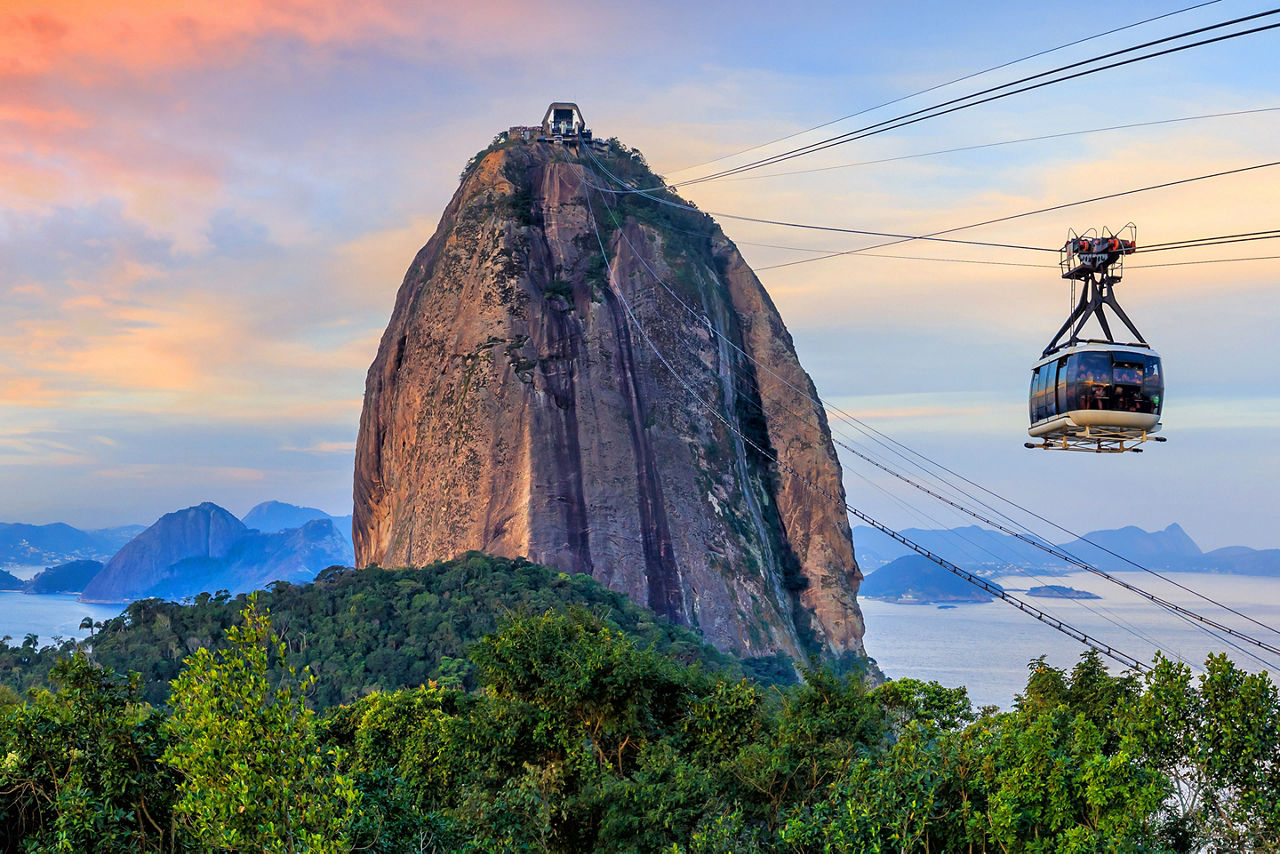 Cable car and Sugar Loaf mountain in Rio de Janeiro