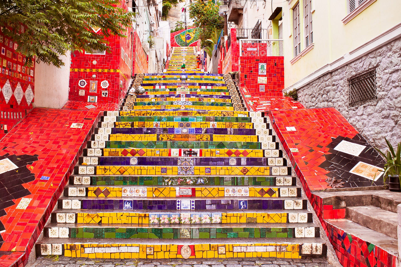 Escadaria Selaron famous public steps of artist Jorge Selaron in Rio de Janeiro, Brazil.