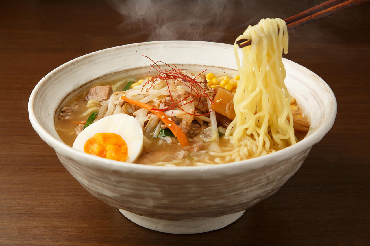 A bowl of Sapporo style Ramen soup
