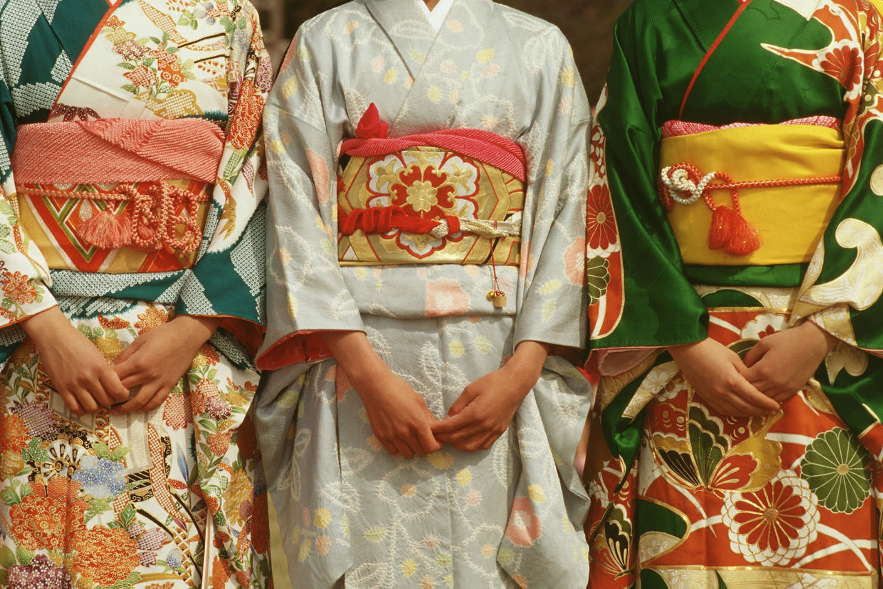 Three Japanese Women in Kimonos