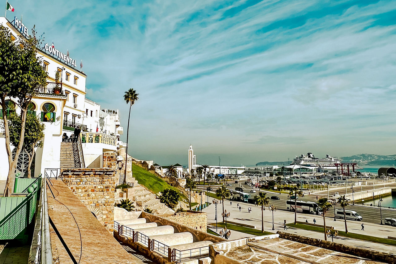 Streetscapes and building facades in Tangier, Morocco