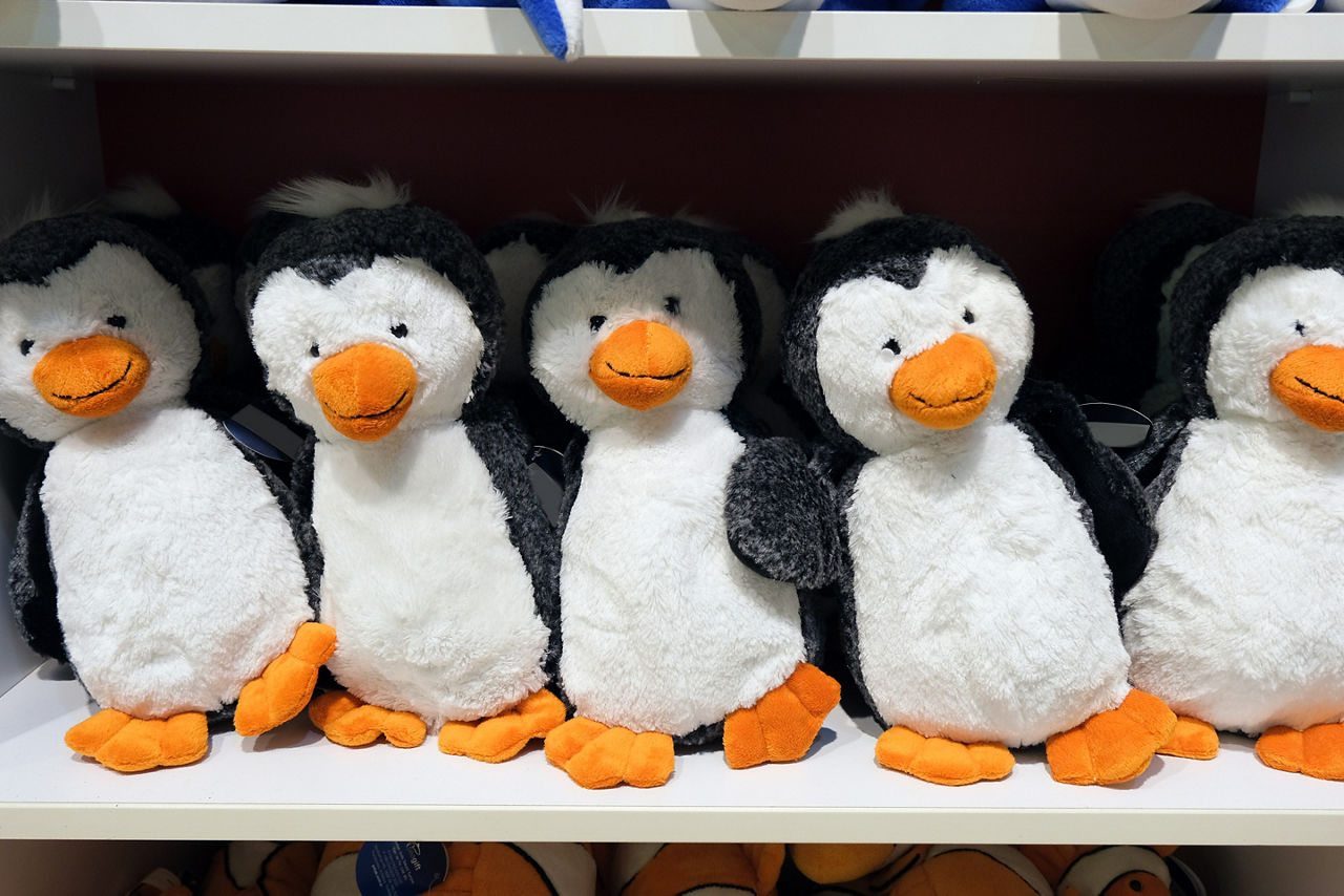 Cute toy penguins, Ushuaia, Argentina