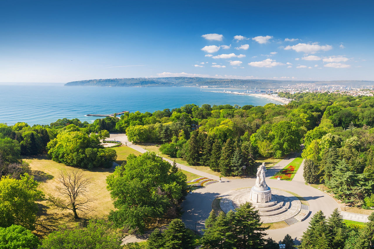 Varna spring time, beautiful aerial view above sea garden.