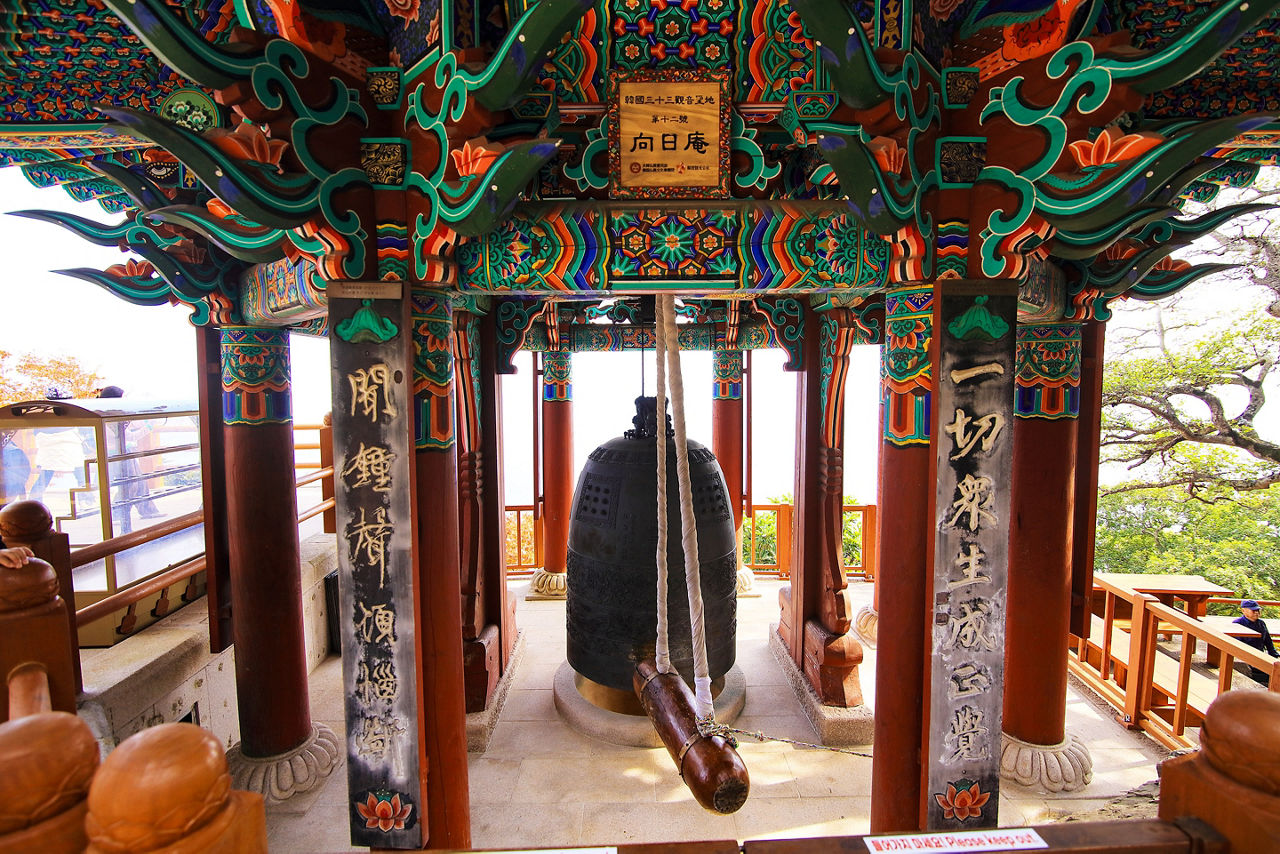 Scenery of Hyangiram and Geumosan Mt. in Early Autumn. Yeosu si Dolsan Island, Jeollanam-do, Korea. Big Bell.