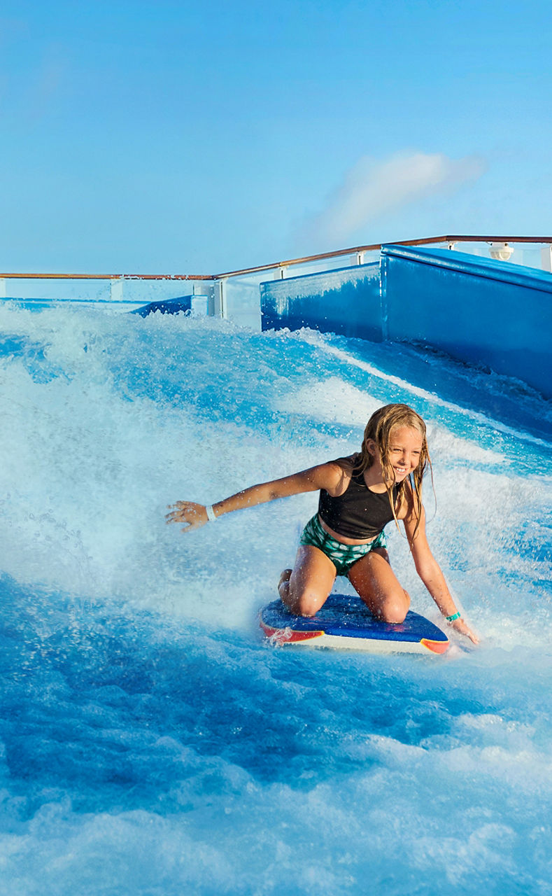 Flowrider girl knees boogie board 