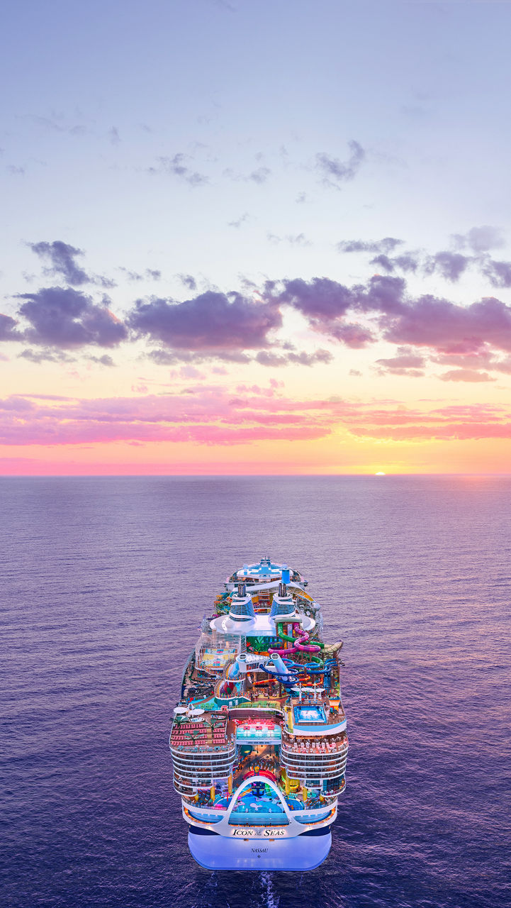 Icon of the Seas Nightly Aerial View