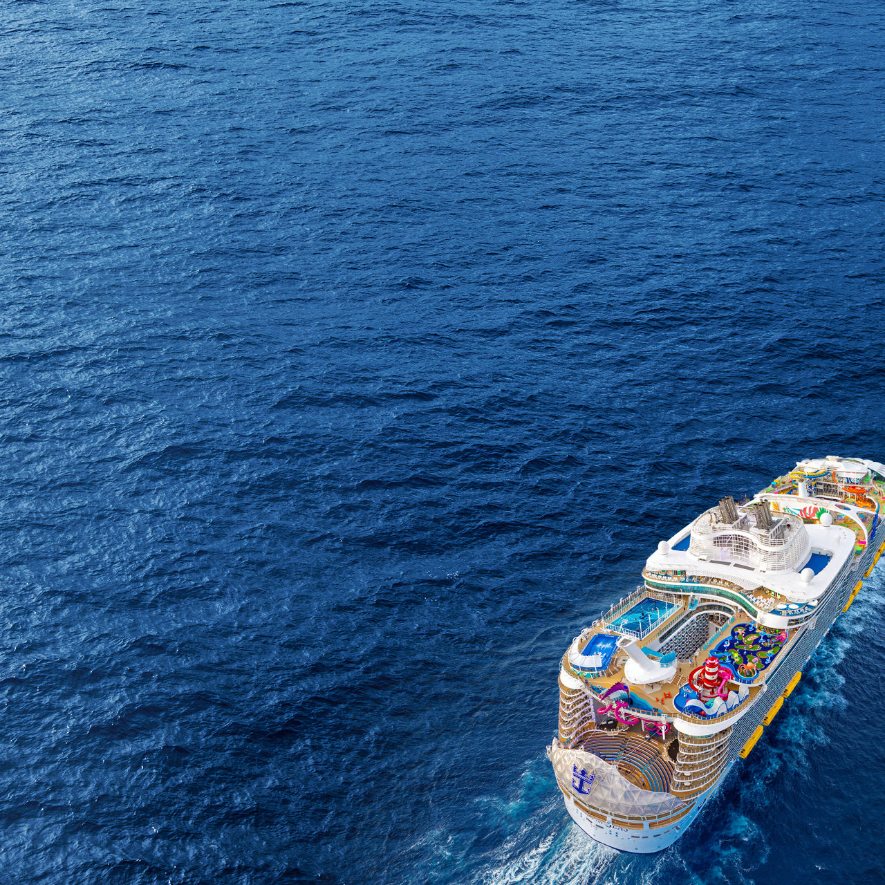 Utopia of the seas back aerial view