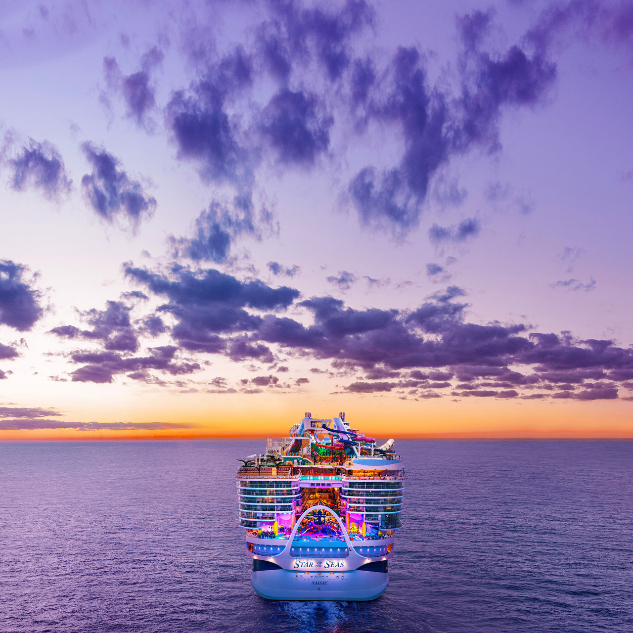 december caribbean cruise deals back aerial view at sunset star of the seas square 1050 1050