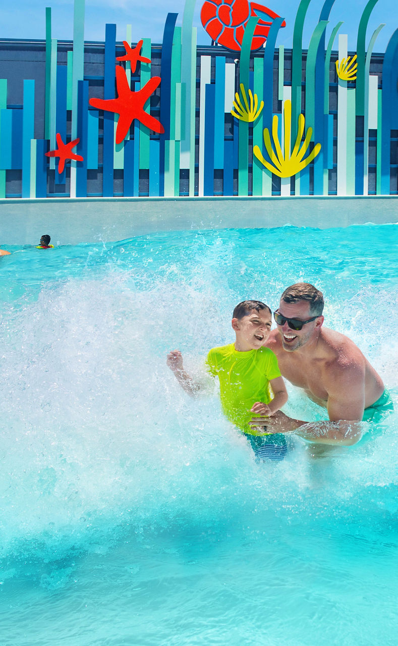 Dad and son facing off at start of Ultimate Abyss slide