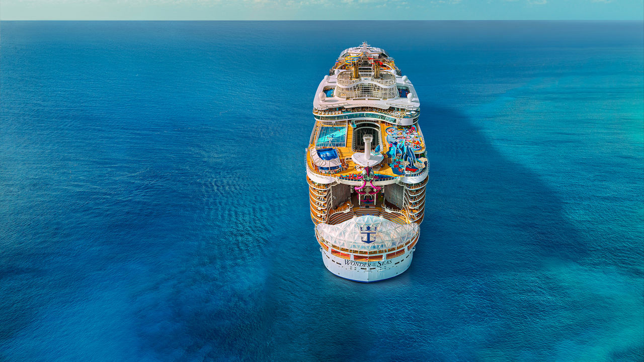april caribbean cruises deals back aerial view wonder of the seas hp jumbotron 1920 1080