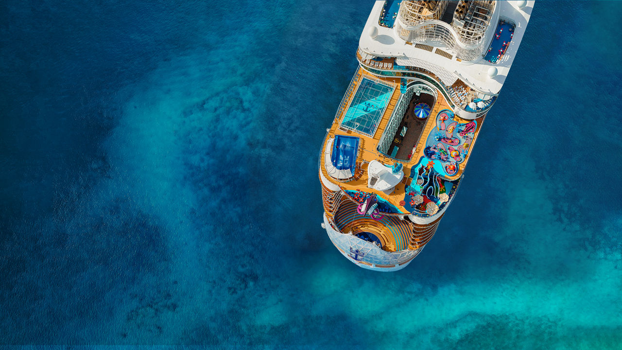 Top aerial view of Wonder of the Seas