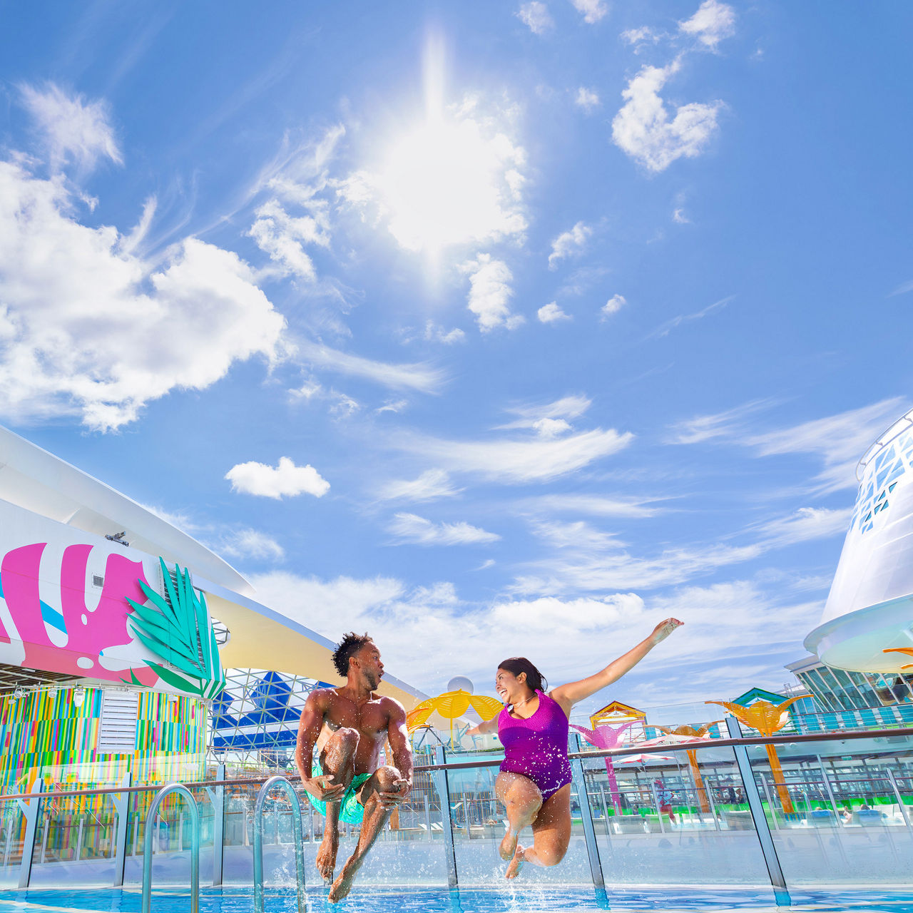 february caribbean cruise deals utopia of the seas friends jumping portside pool square 1050 1050