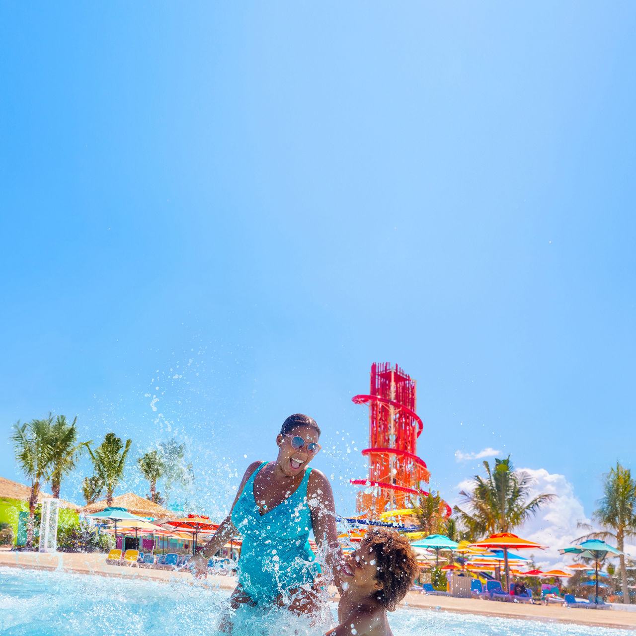 Mother and son having fun at Perfect Day at Cococay