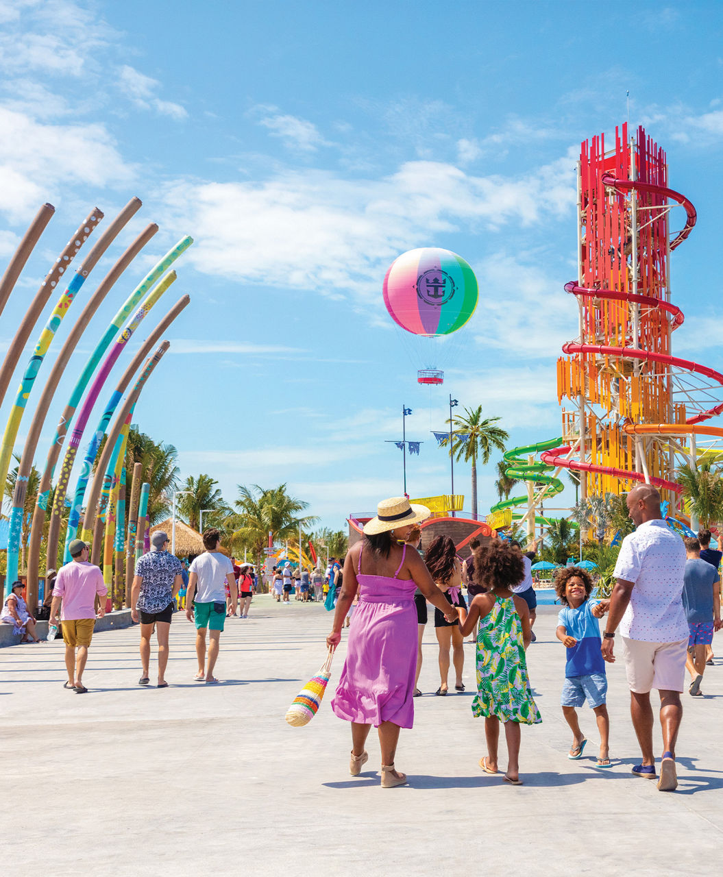 Family walking to Coco Cay entrance