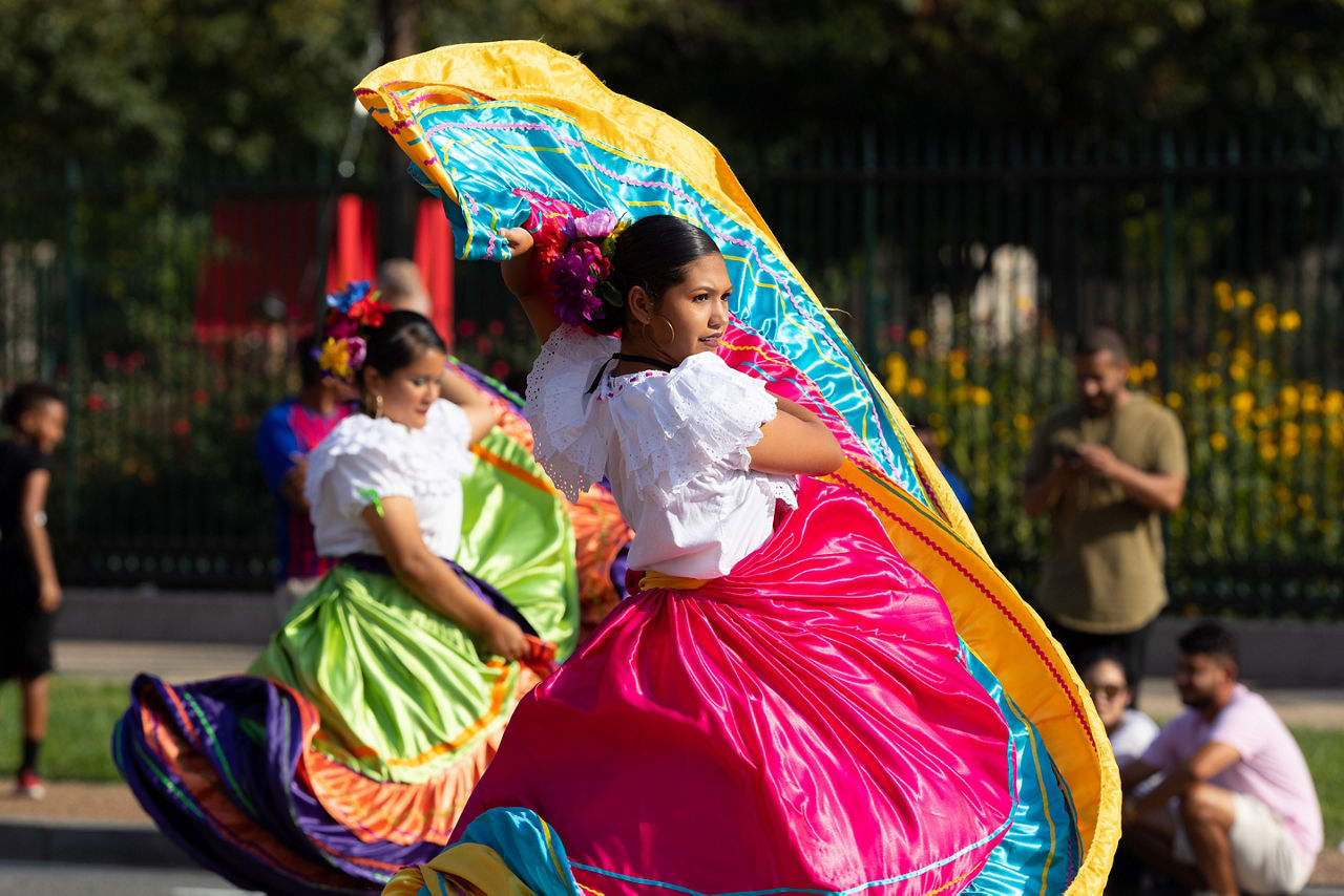 Costa Rican dancer wearing a traditional Guanacaste dress