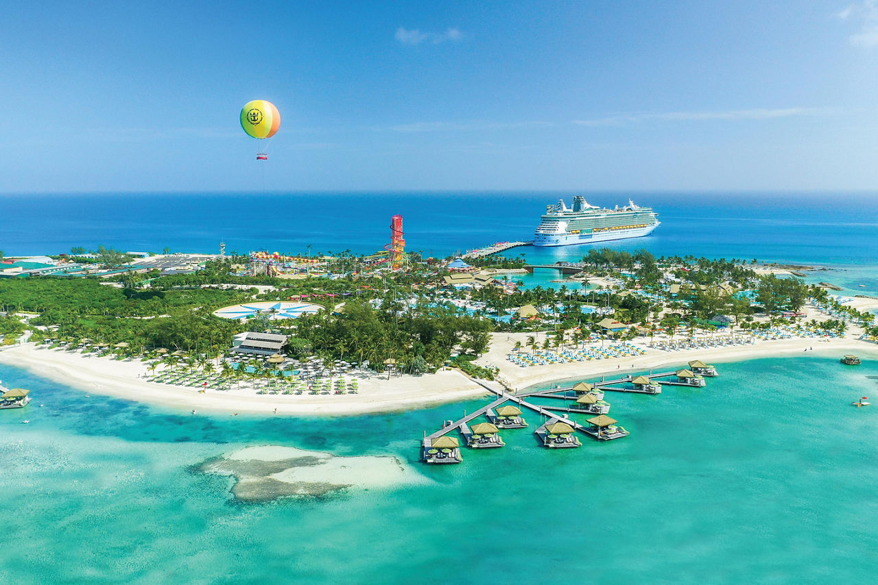 Freedom of the Seas, aerial of Coco Cay Bahamas
