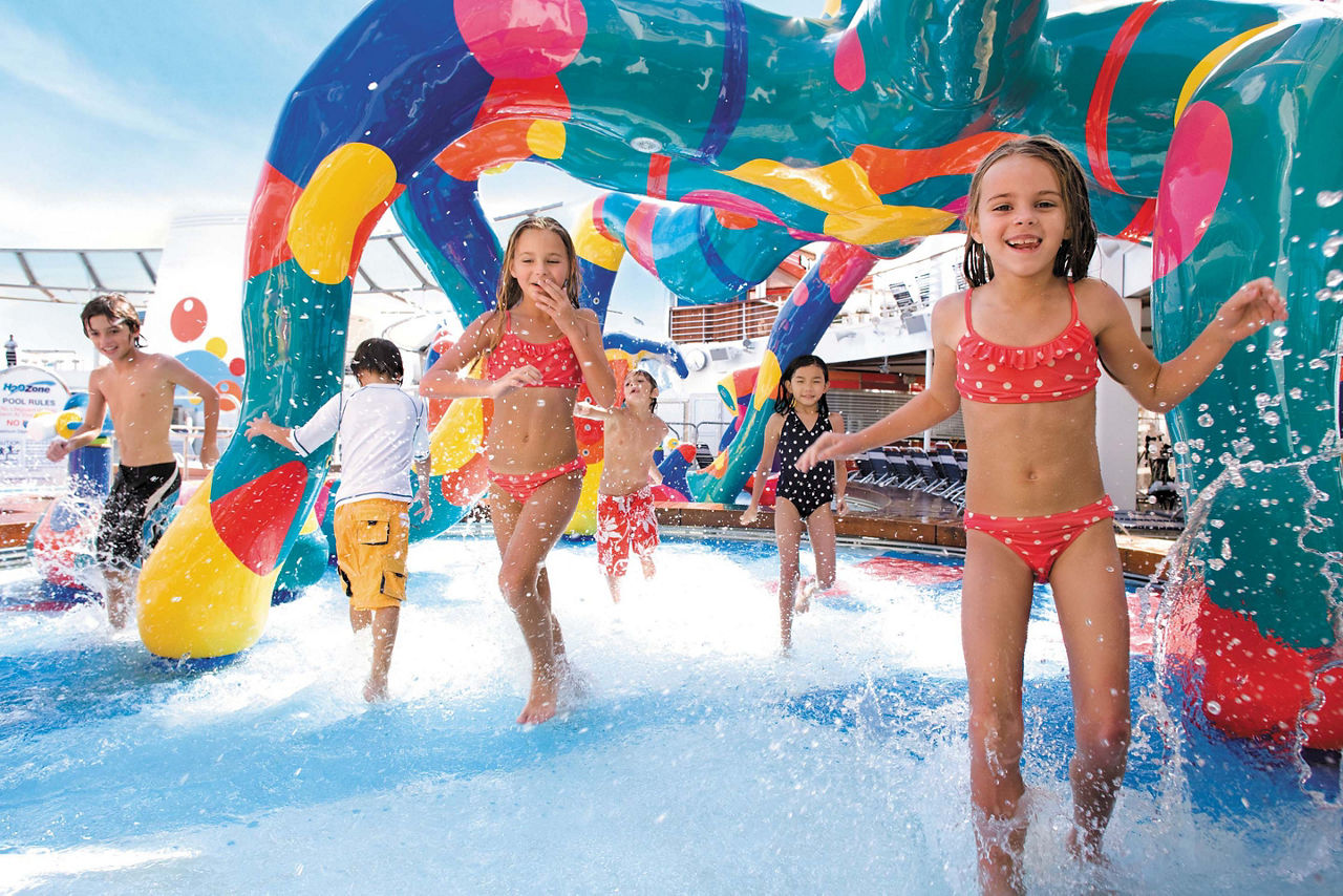 Kids Running in H20 Zone Water Park