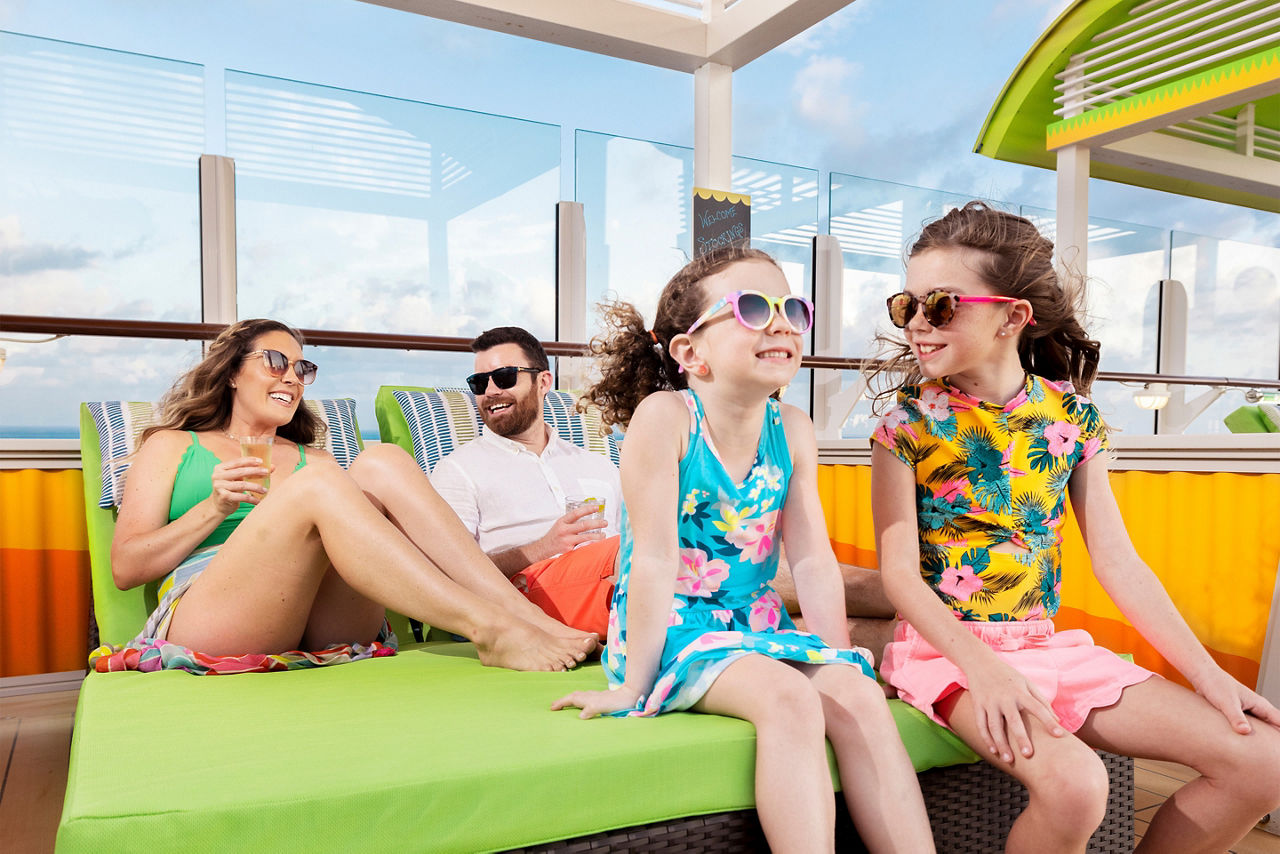 Happy family lounging at Casitas