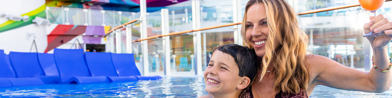 Mom and son at the Royal Bay Pool