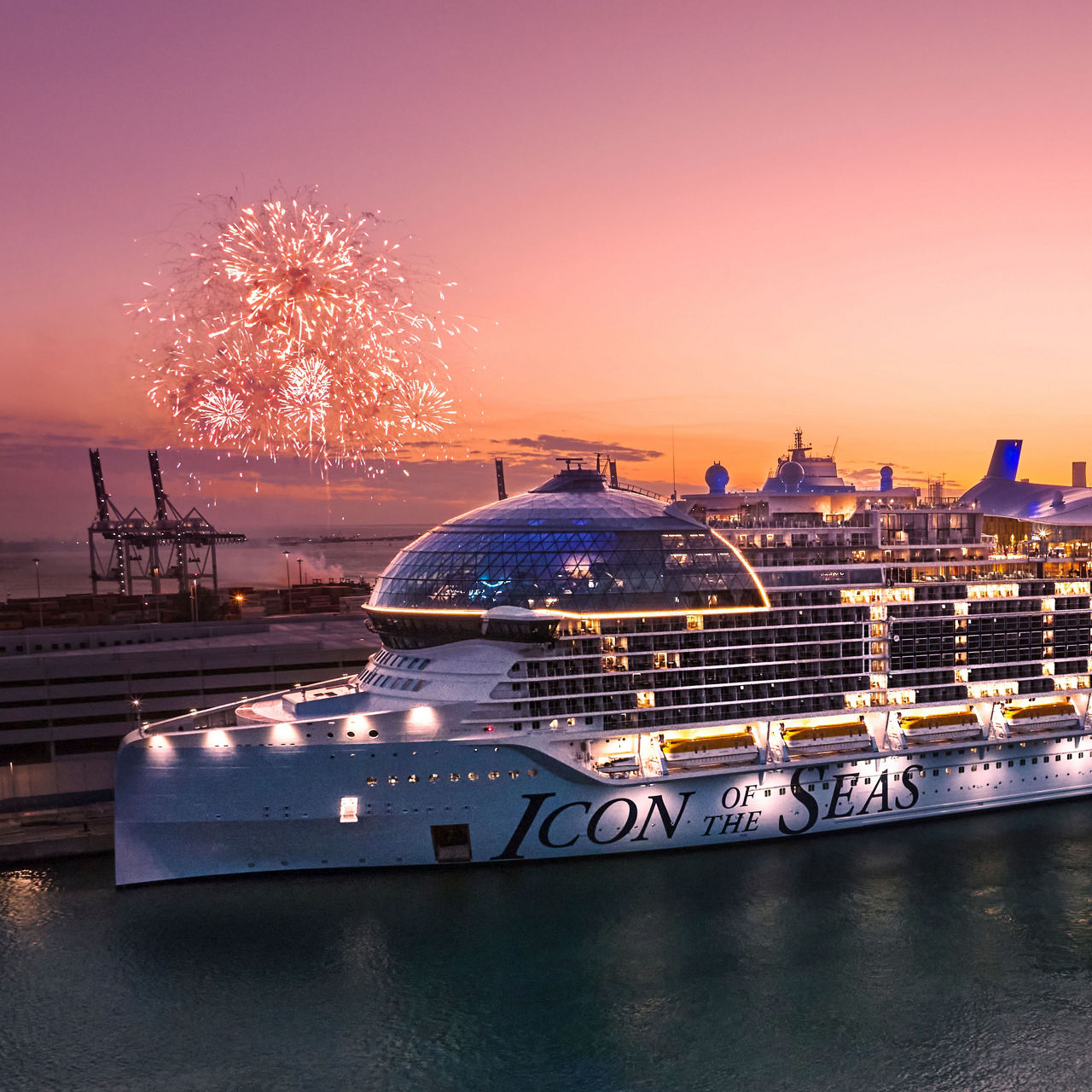 Icon of the Seas Miami Arrival with Fireworks