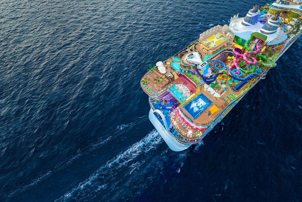 Icon of the Seas Aerial During Day at Sea