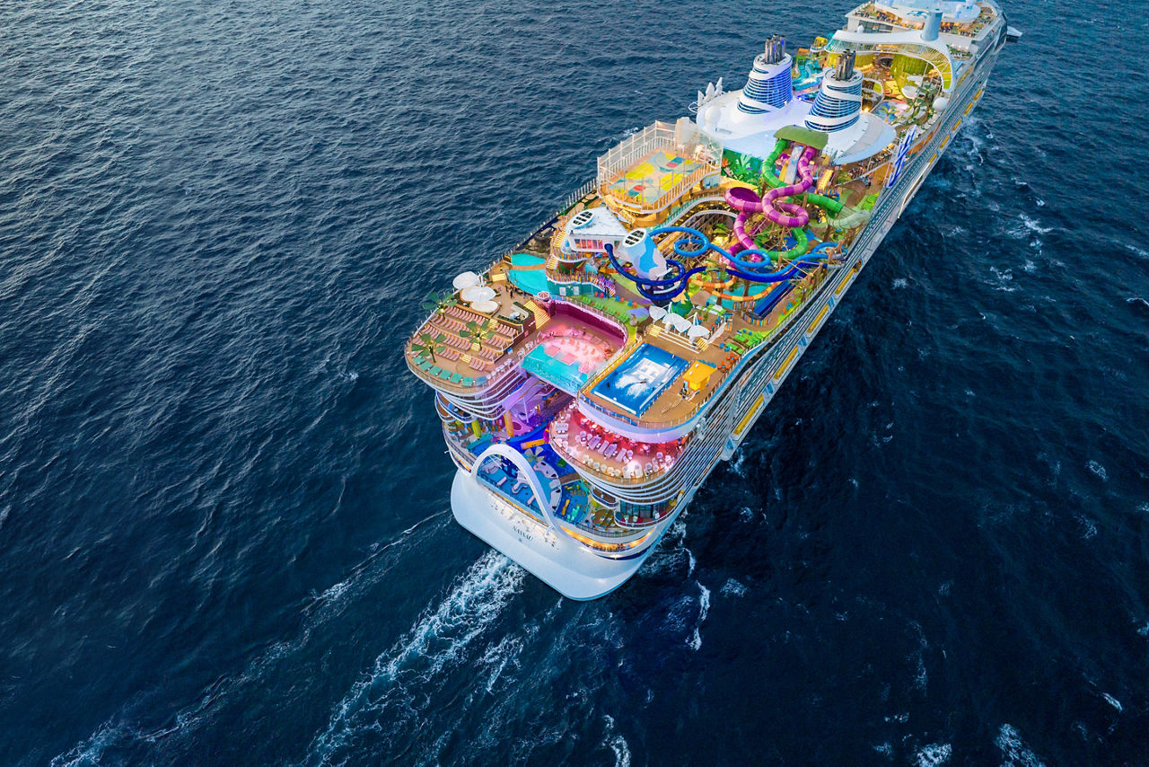 Icon of the Seas Aerial During Day at Sea