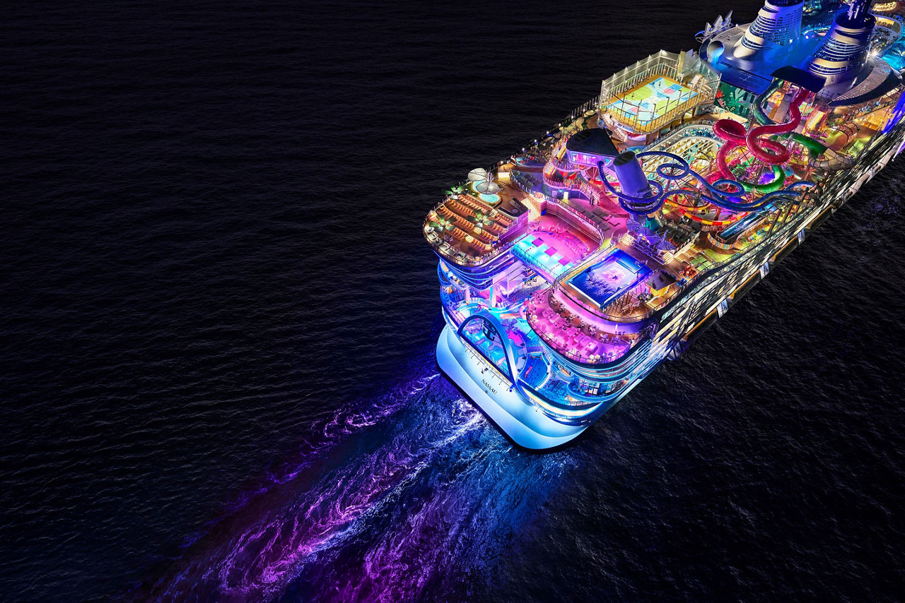 Icon of the Seas Night Aerial