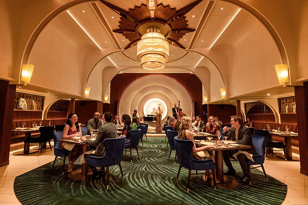 dining room at Empire Supper Club onboard Icon of the Seas