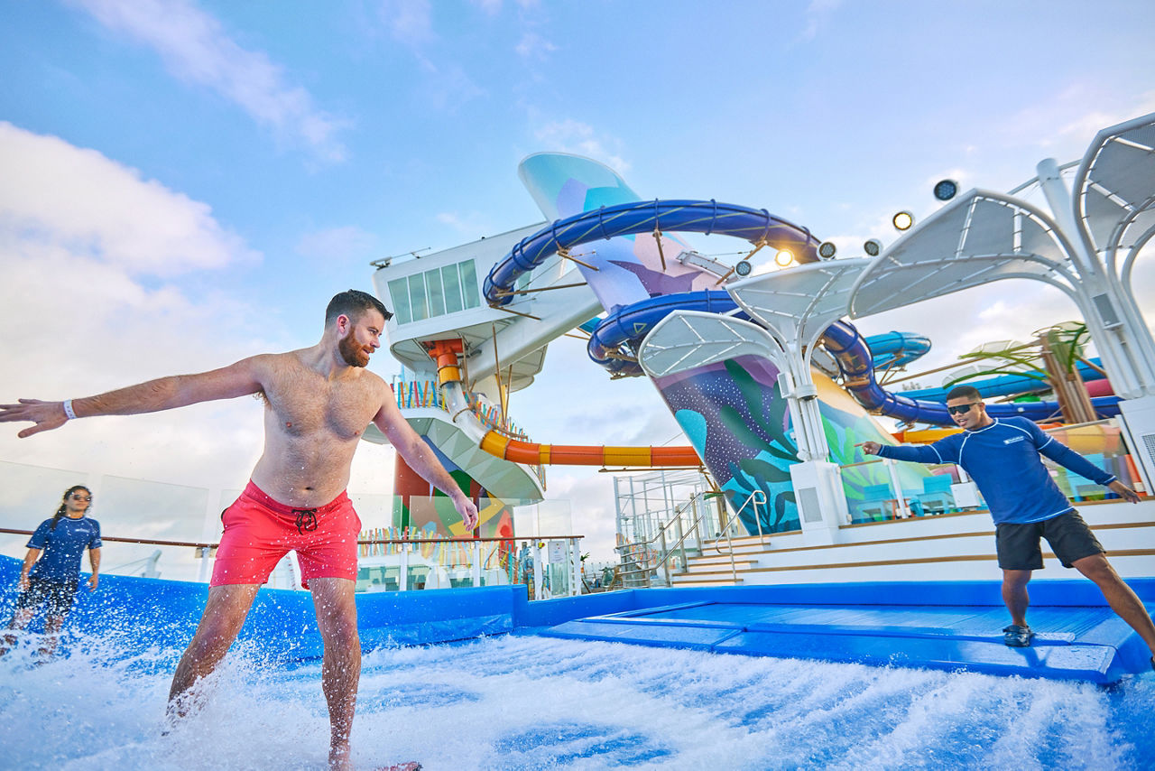 Man Taking Lessons on the Flowrider 