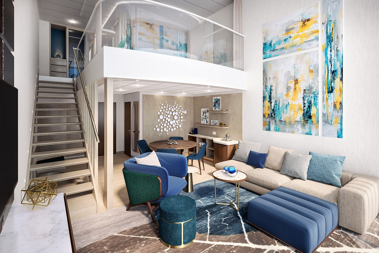 Icon of the Seas Loft Living Room Render