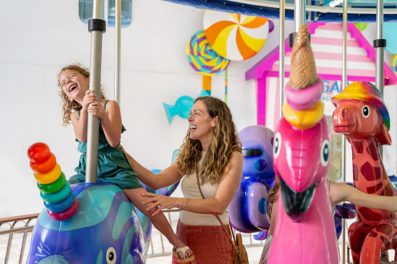 icon of the seas surfside carousel mom and daughter