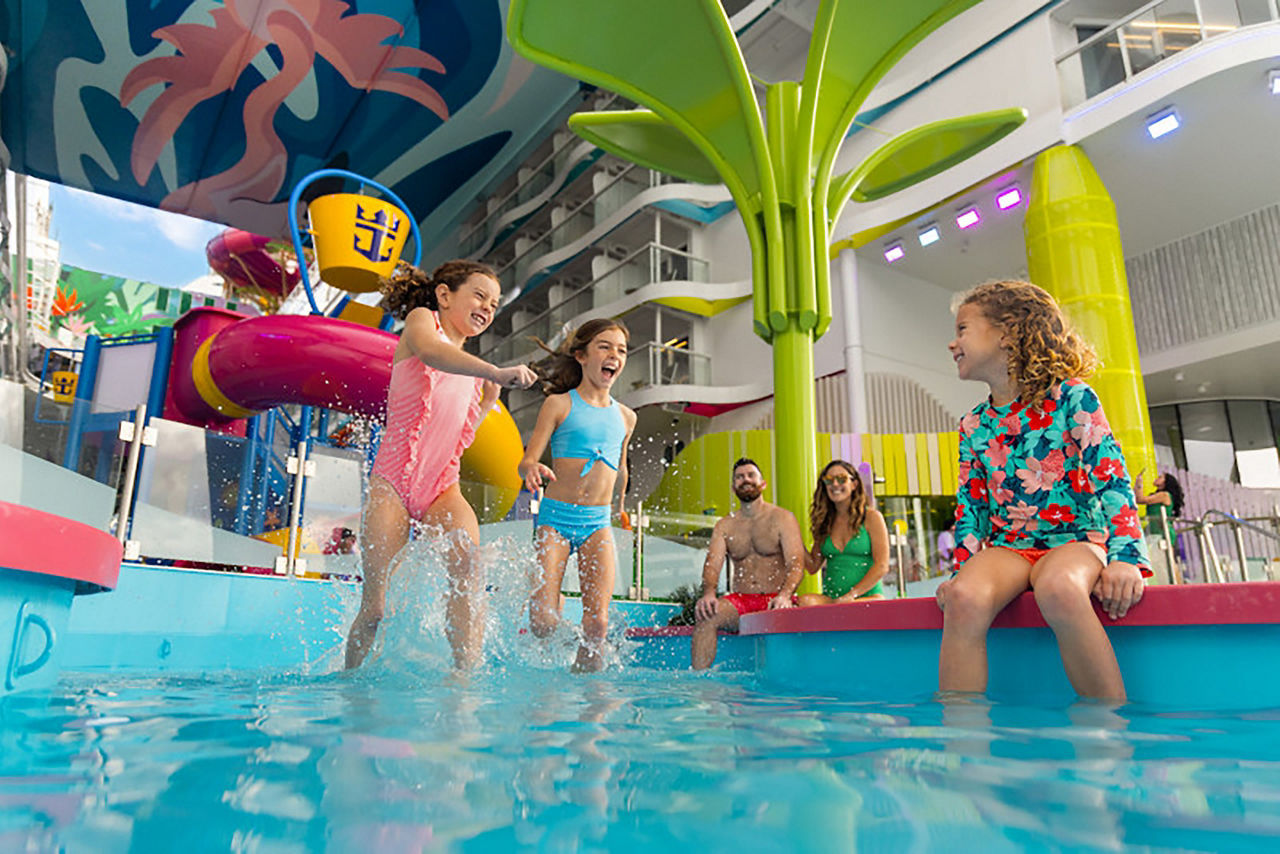 Kids playing at Surfside Water Park at SplashAway Bay Pool with Parents