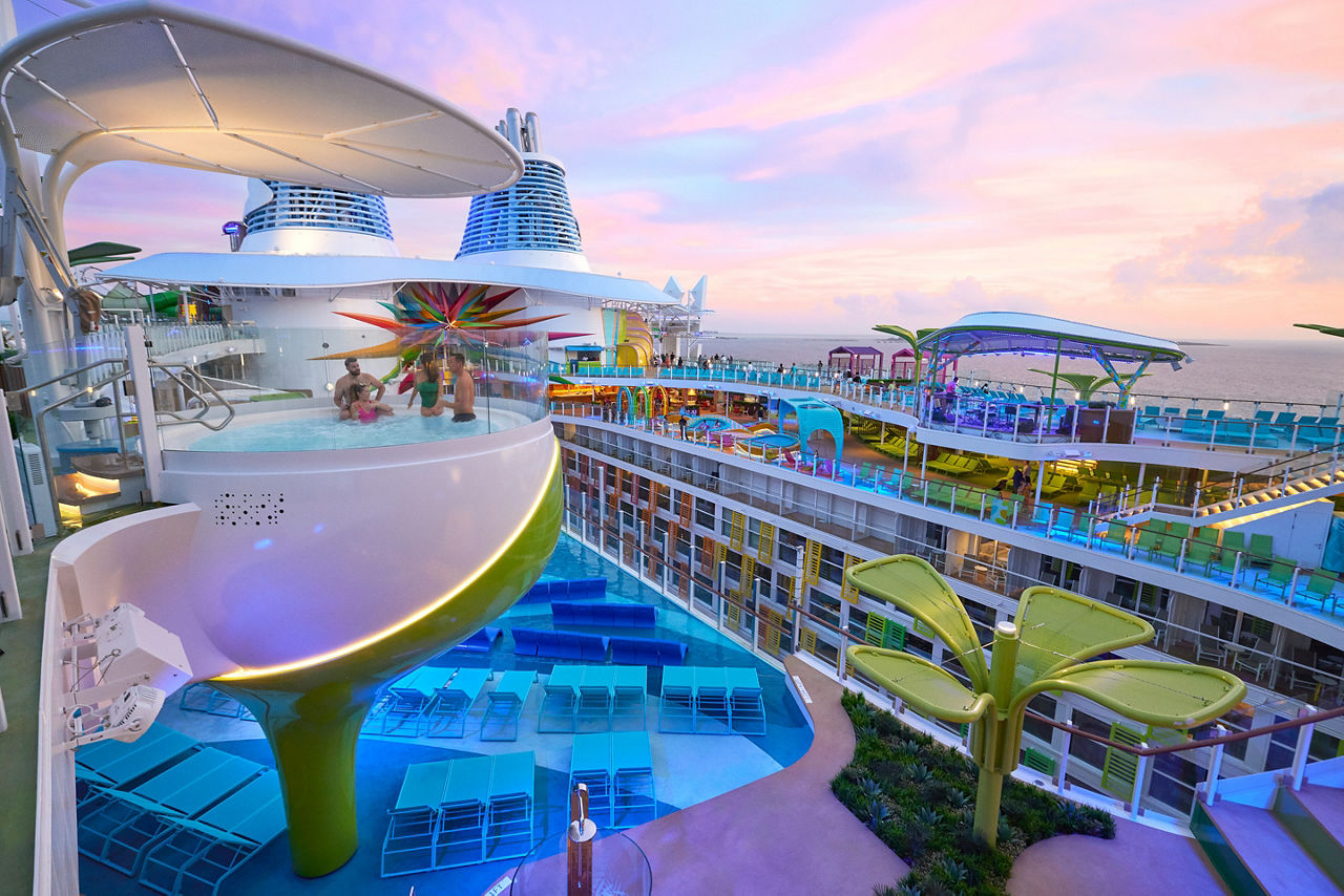 Friends Enjoying the Whirlpools during Sunset