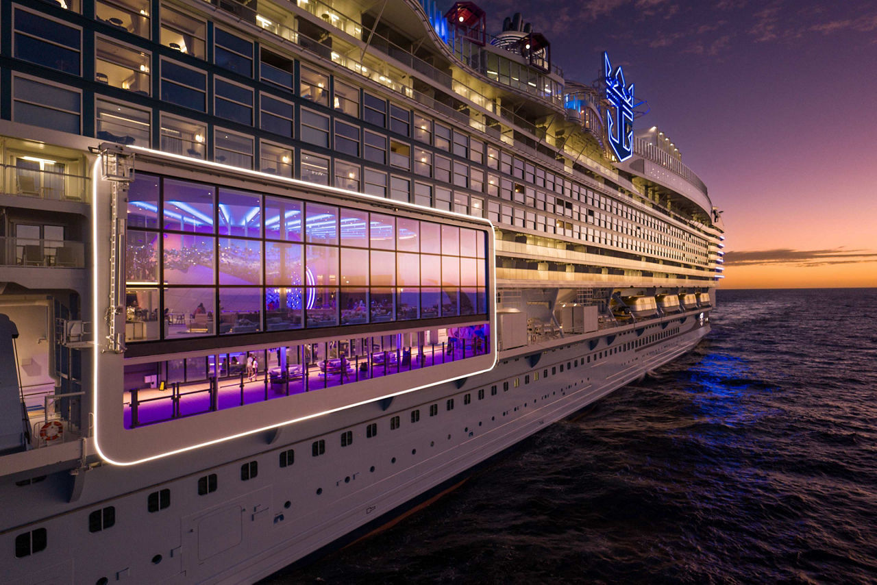 icon of the seas aerial beautiful closer view from outside in evening