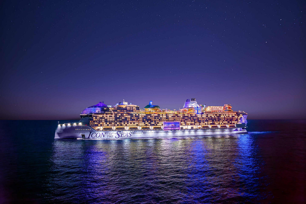 icon of the seas aerial evening time side beautiful view