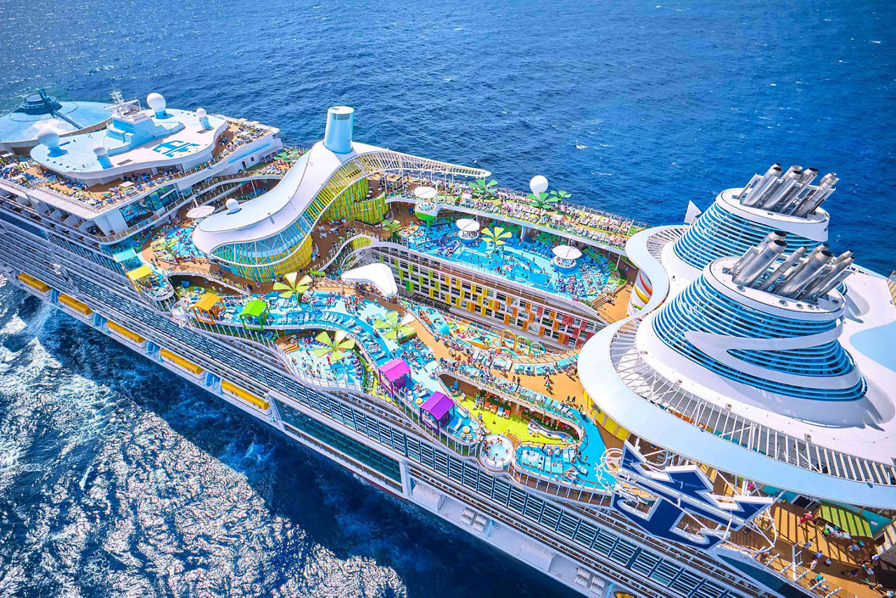 icon of the seas aerial view chill island waterpark