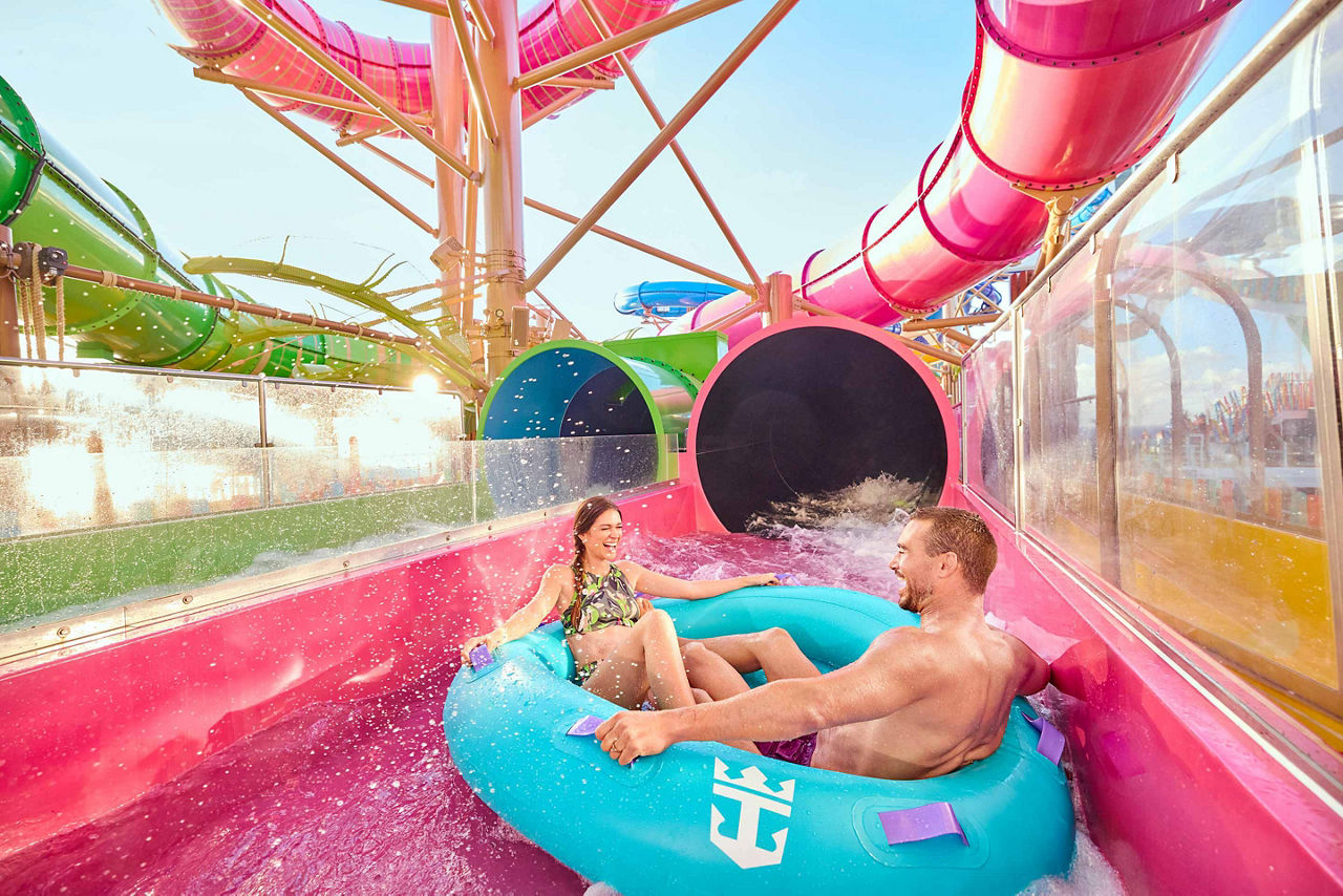 icon of the seas couple slide waterpark